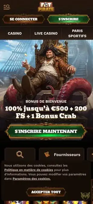Capture d'écran de l'application Fat Pirate Casino