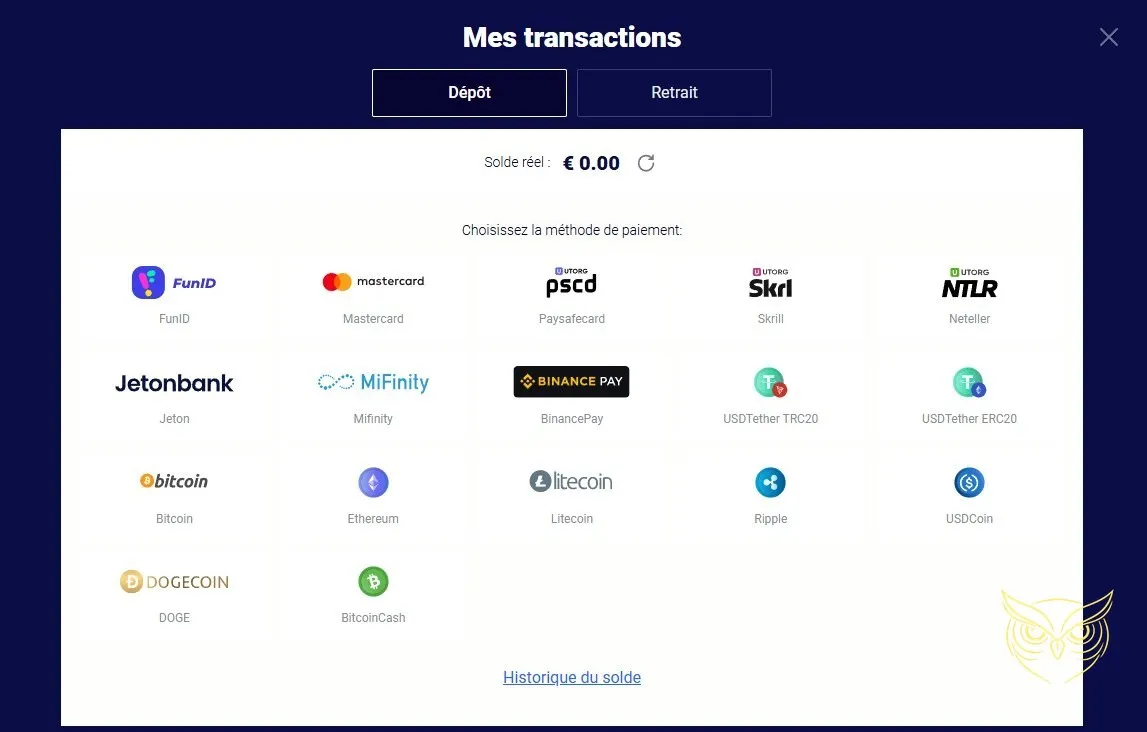 Section des tournois du casino Frumzi