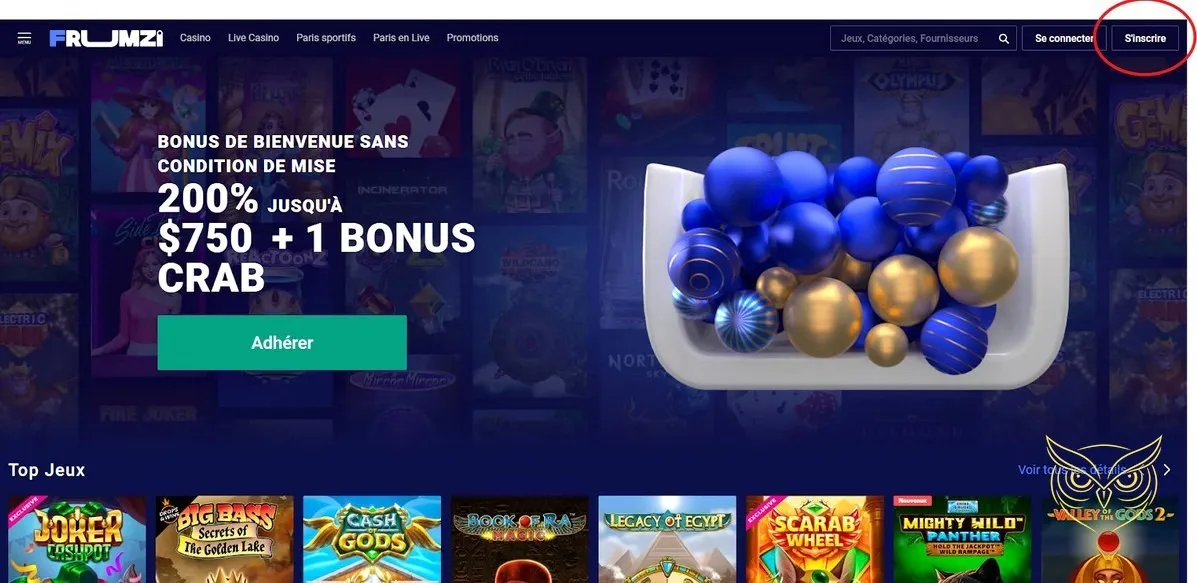 Interface de paris en direct Frumzi