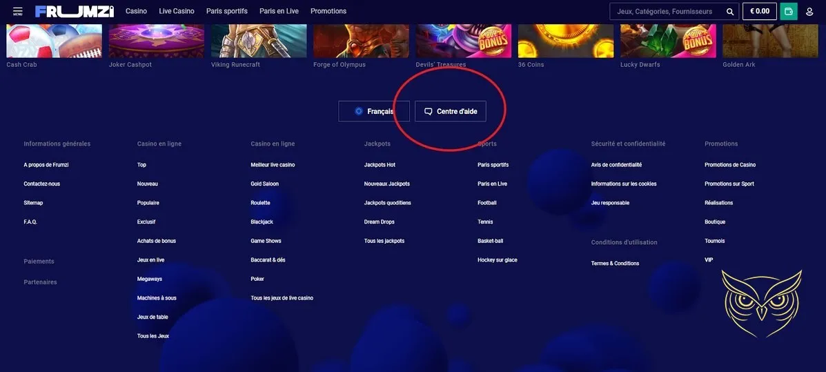 Visuel du bonus de bienvenue Frumzi Casino