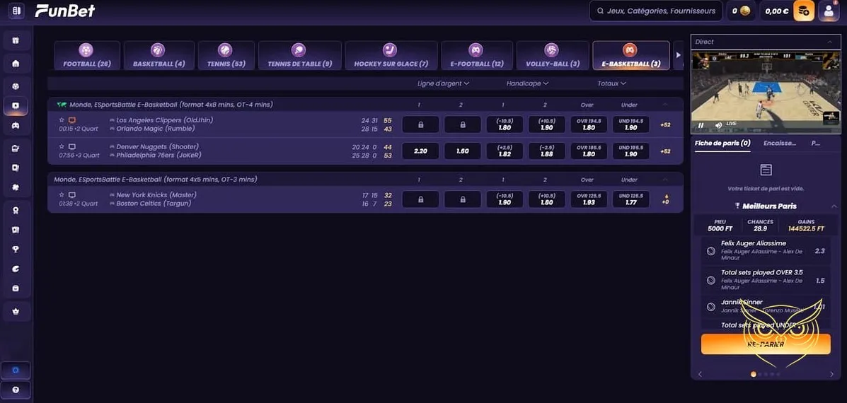 Page des collections de jeux Funbet Casino