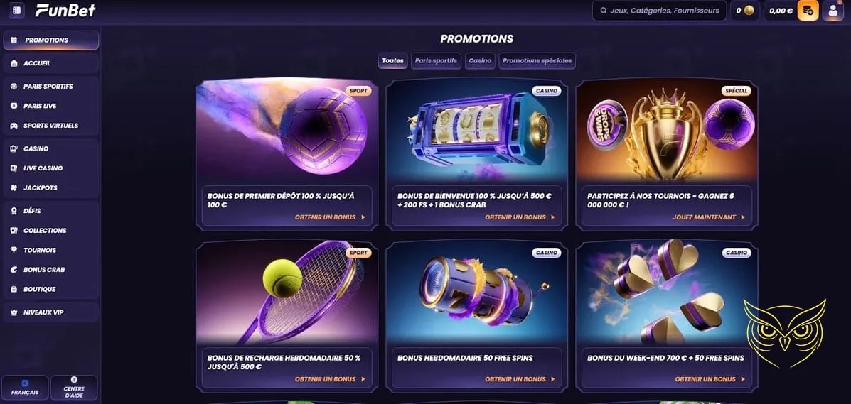 Capture d'écran de la boutique Funbet Casino