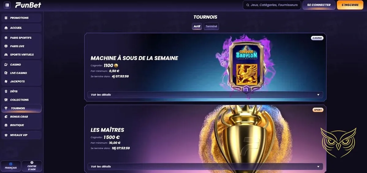 Bouton d'inscription au casino Funbet