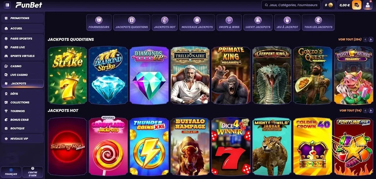 Section des promotions du casino Funbet