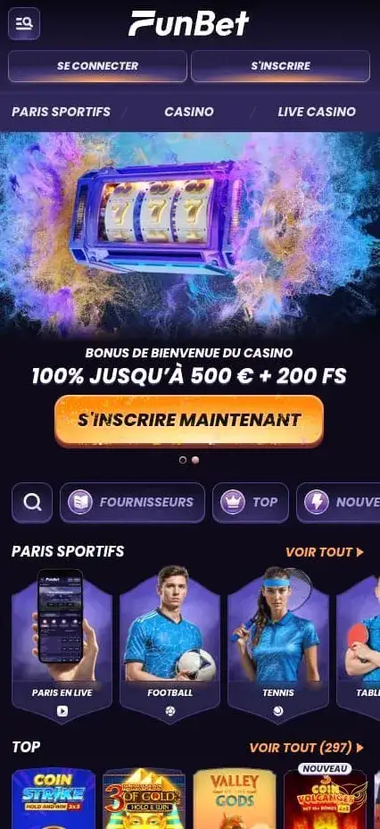 Capture d'écran de l'application Funbet Casino