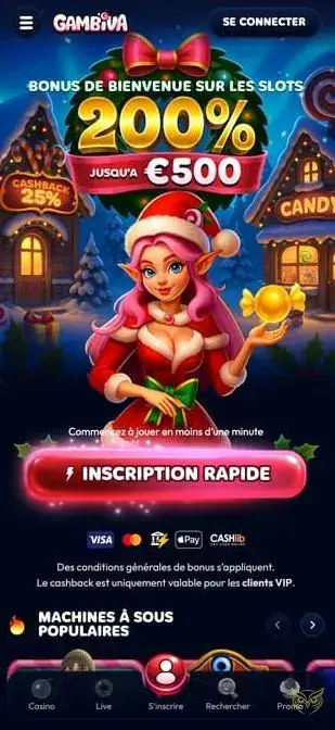 Capture d'écran de l'application Gambiva Casino