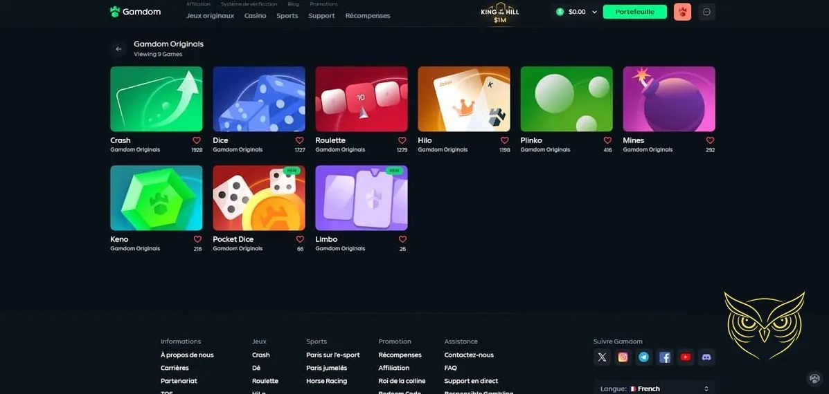 Illustration des jeux originaux Gamdom Casino