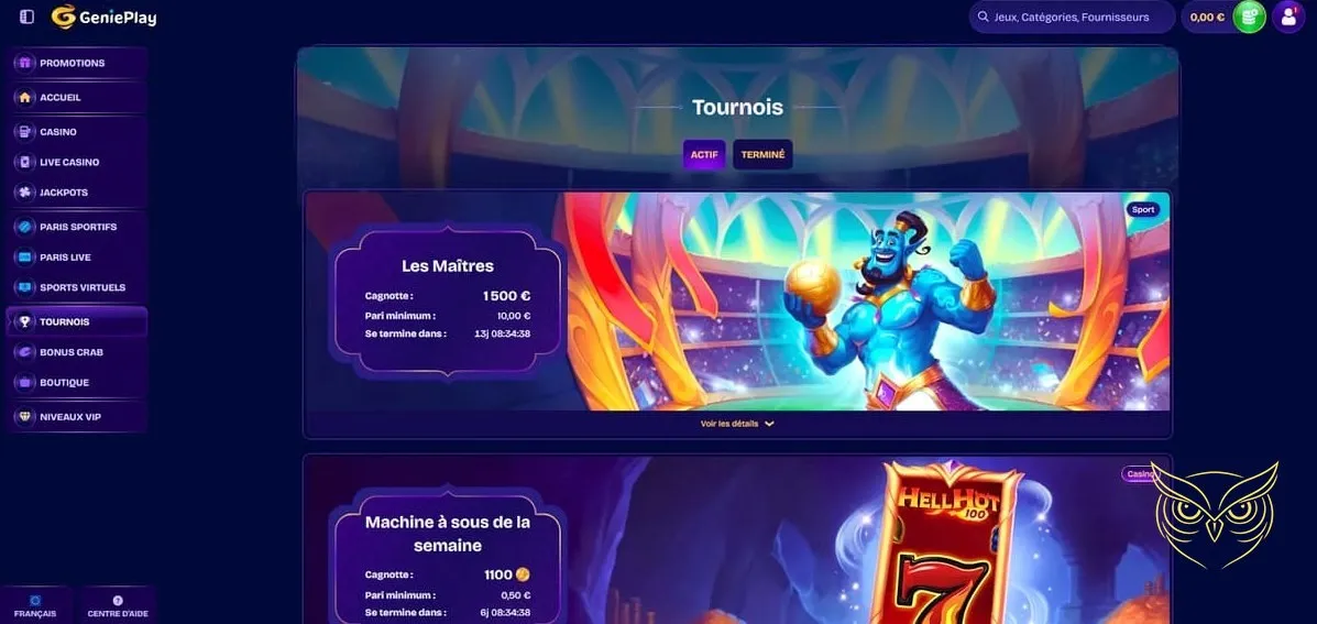 Formulaire d'inscription au GeniePlay Casino