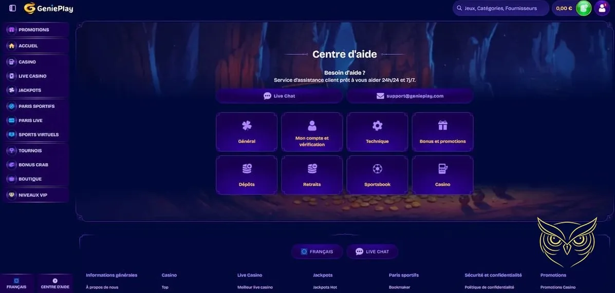 Section paris sur sports virtuels GeniePlay