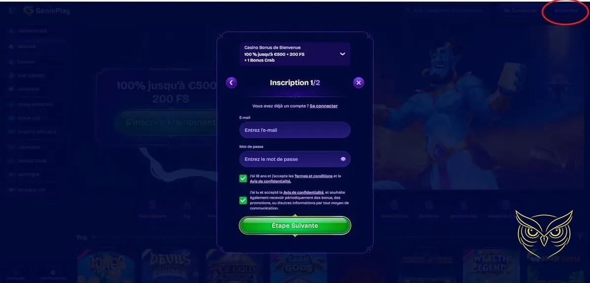 Icône du bonus premier dépôt GeniePlay Casino