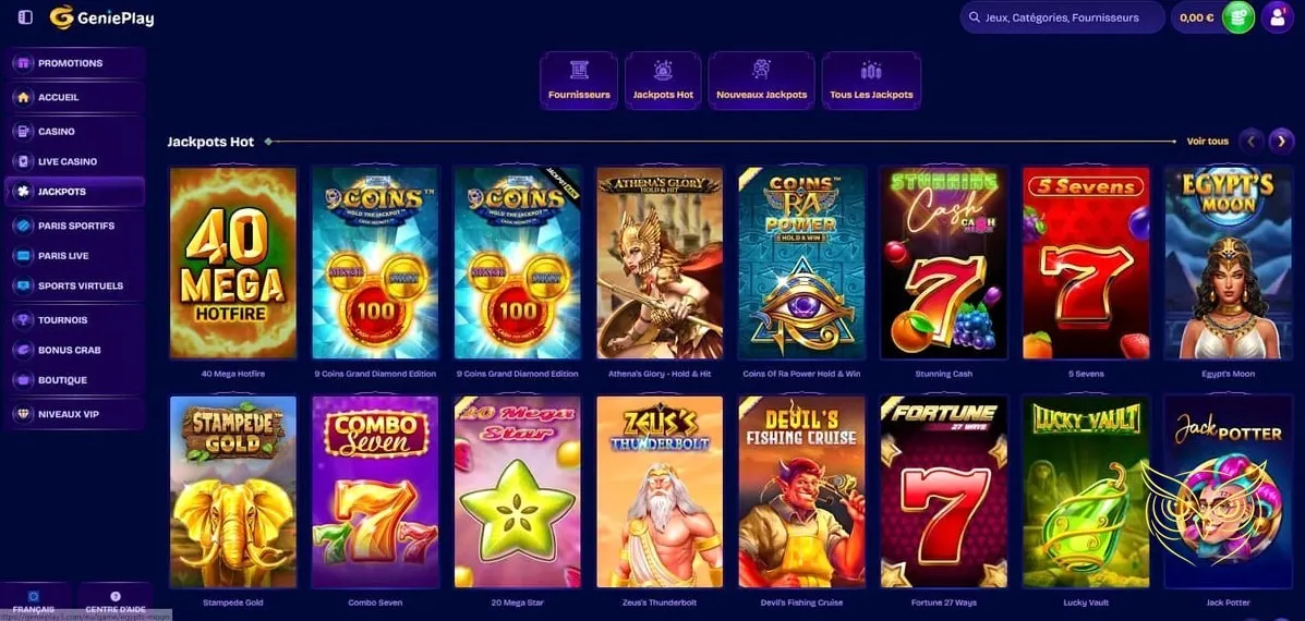 Page des promotions du GeniePlay Casino