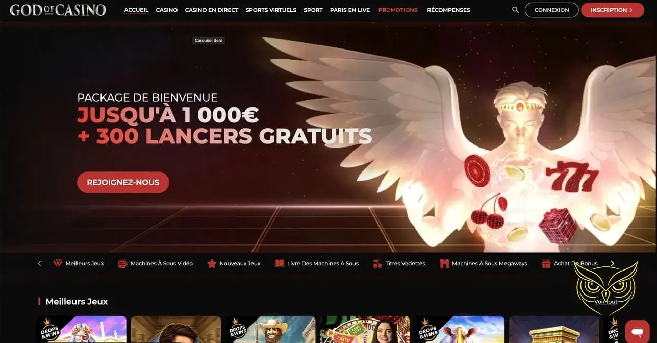 Aperçu général du God of Casino