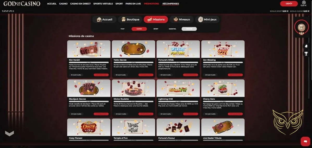 Icône ou bannière des promotions du casino God of Casino