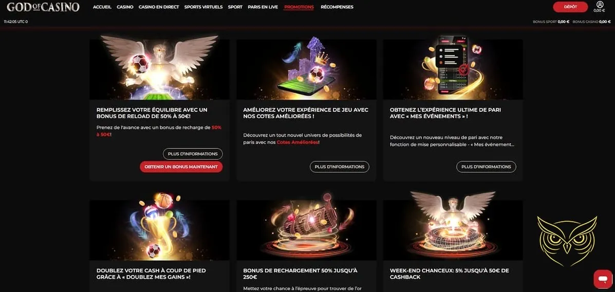 Icône pour effectuer un dépôt sur God of Casino