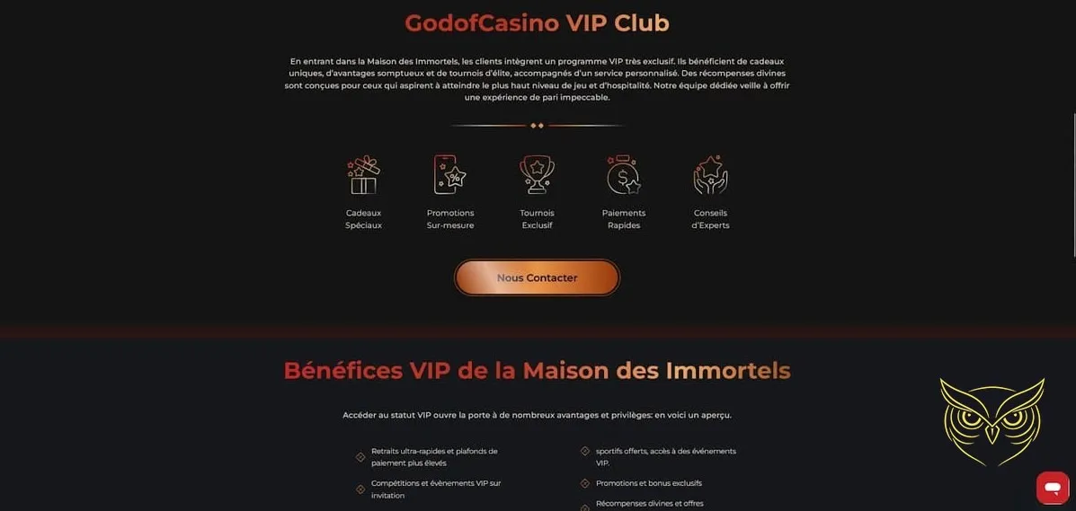 Bouton d'inscription pour créer un compte God of Casino