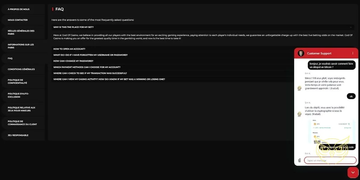 Capture d'écran des compétitions virtuelles God of Casino
