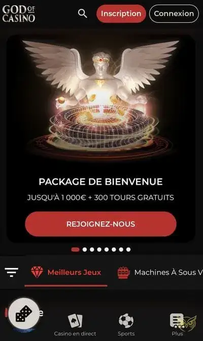 Téléphone montrant l'application God of Casino
