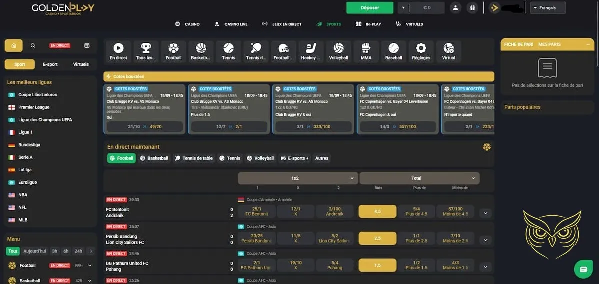 Page des promotions GoldenPlay Casino.