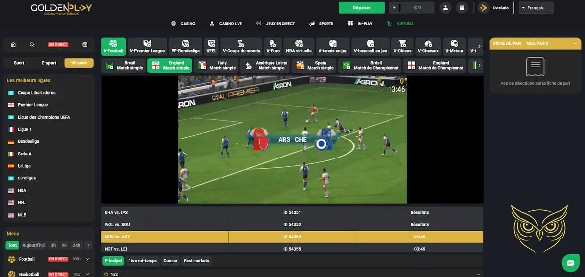 Formulaire d'inscription GoldenPlay Casino.