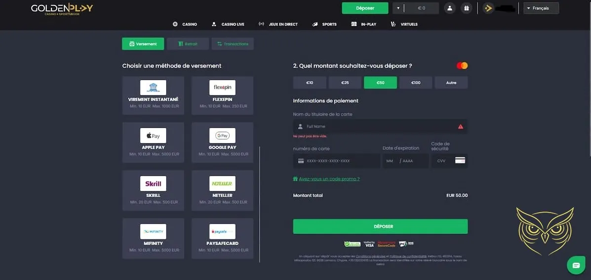 Miniature d'un mini-jeu du casino GoldenPlay