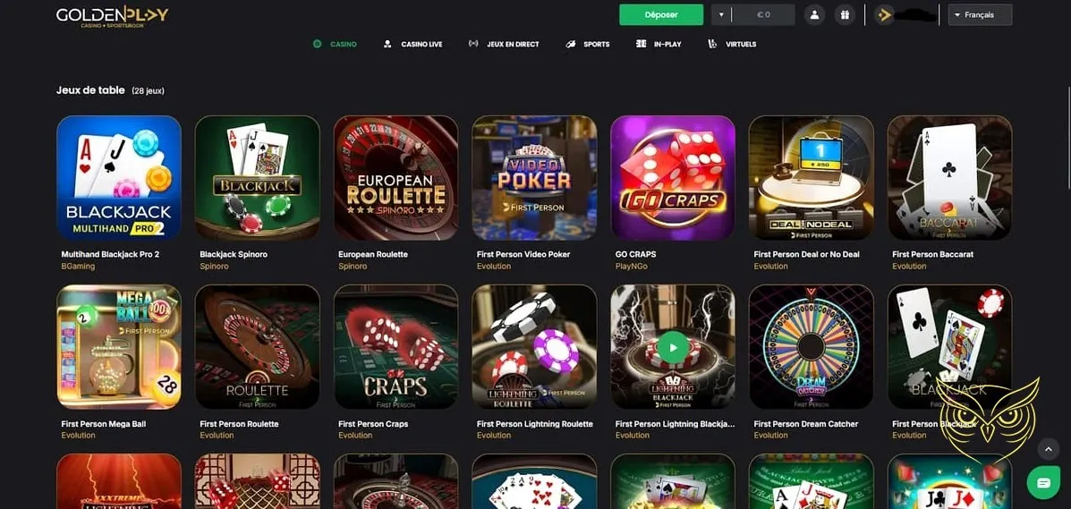 Miniature d'un jeu de casino en direct GoldenPlay