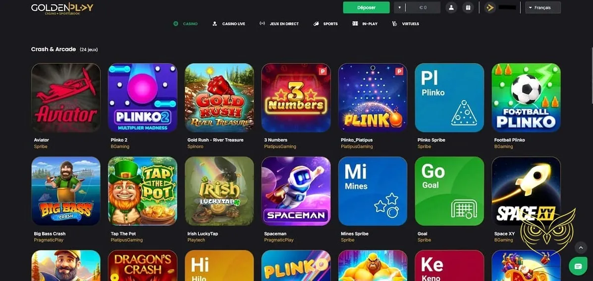 Offre de bonus bienvenue GoldenPlay Casino.