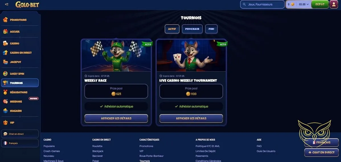 Bouton d'inscription au casino Golobet Casino