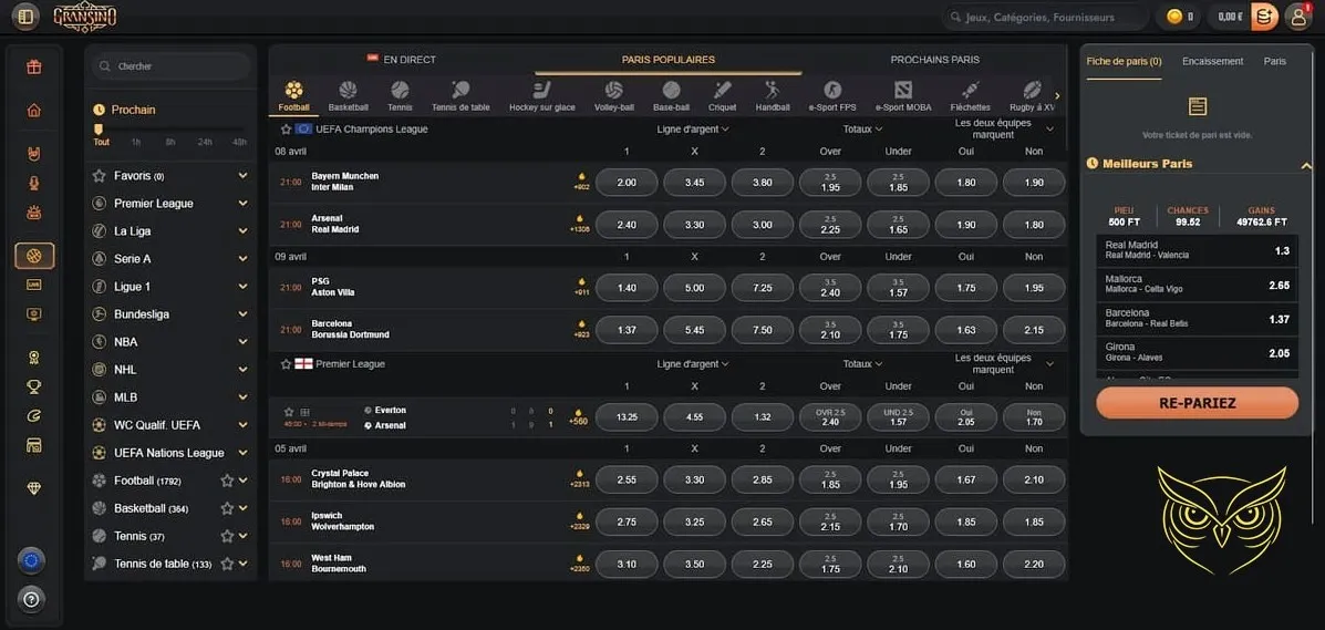 Méthodes de dépôt Gransino Casino.