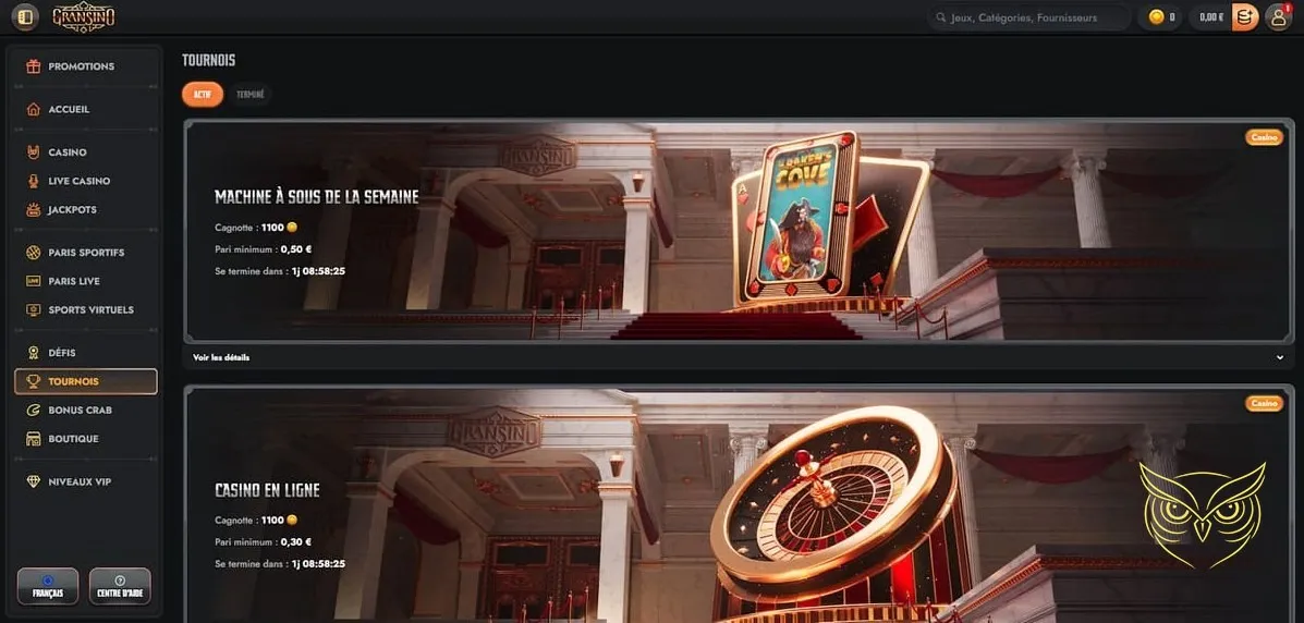 Processus d'inscription Gransino Casino.