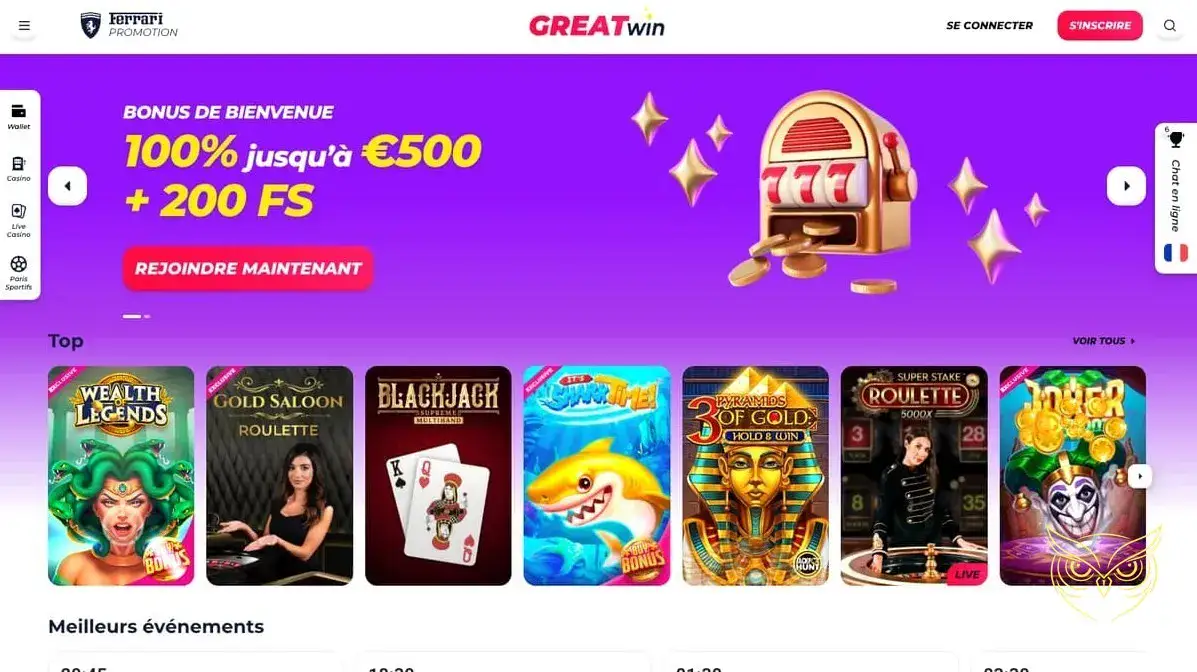 Présentation générale du casino en ligne GreatWin