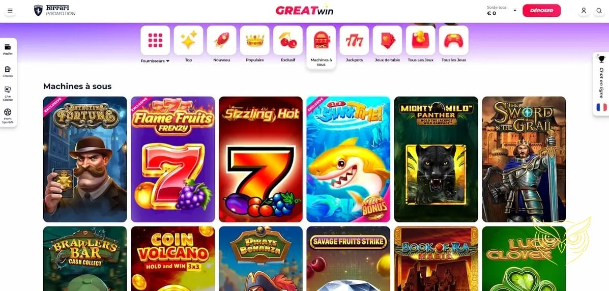 Défis sportifs exclusifs GreatWin Casino