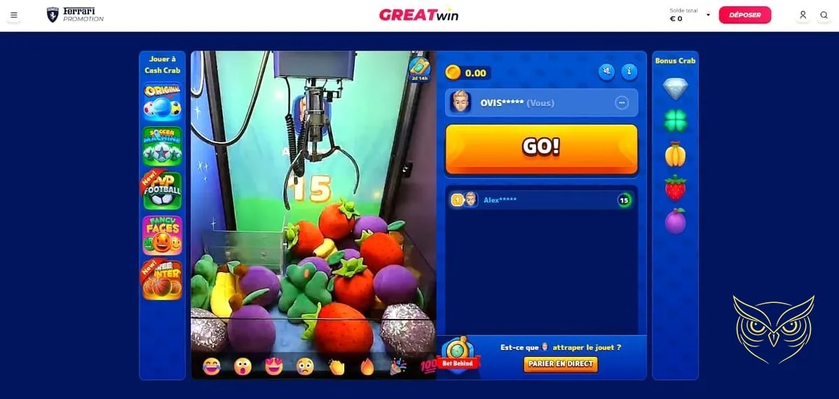 Aperçu de tous les jeux GreatWin Casino