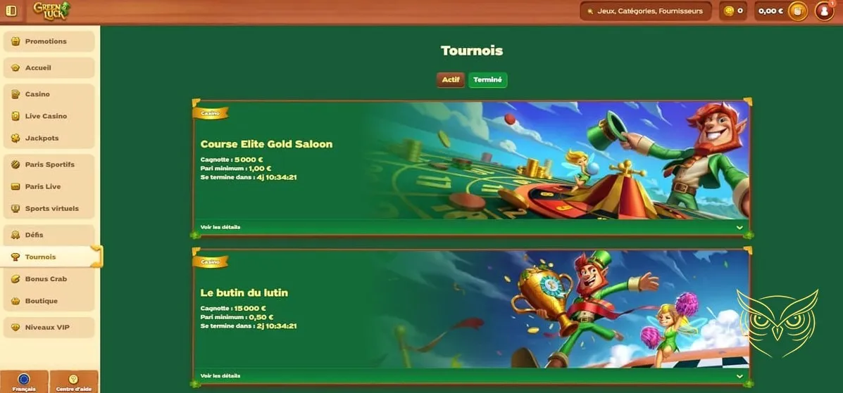 Formulaire d'inscription au casino GreenLuck