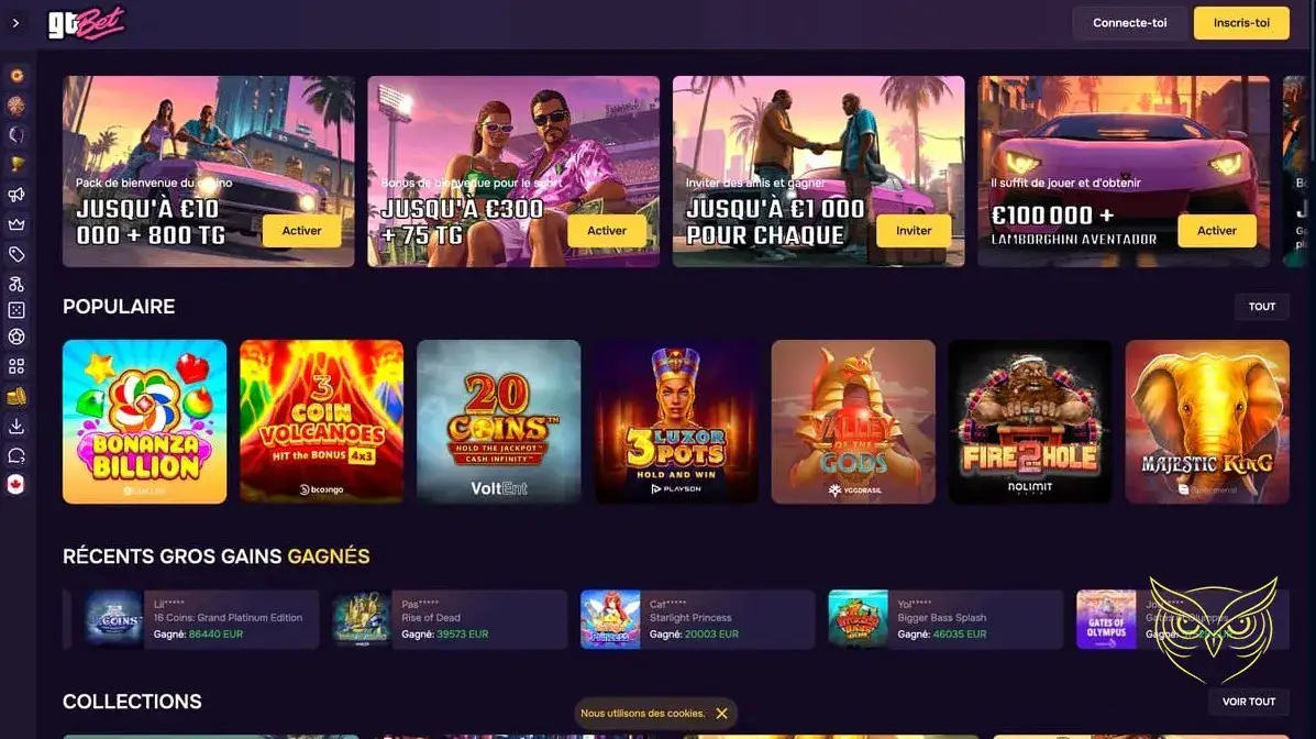 Présentation générale du casino en ligne GTBet