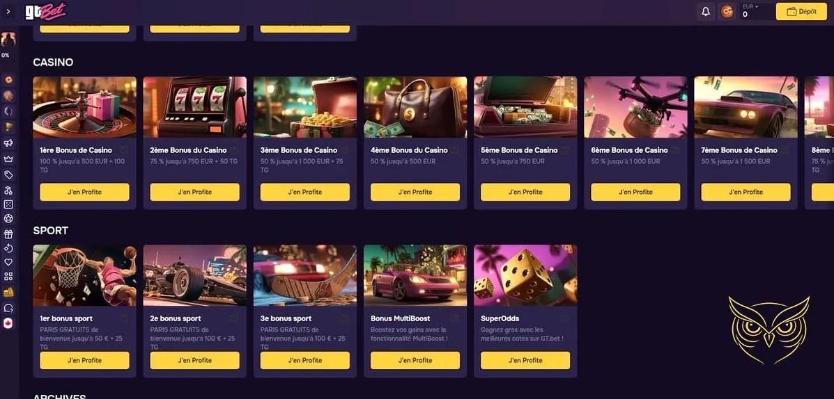 Sélection de machines à sous du casino GTBet