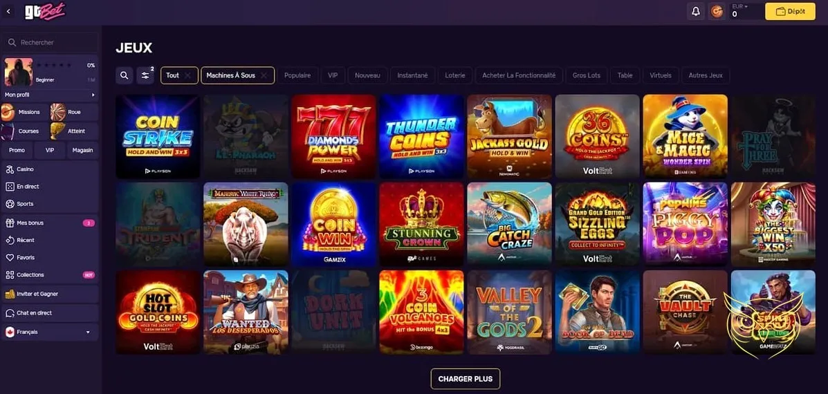 Méthodes de dépôt disponibles sur GTBet Casino