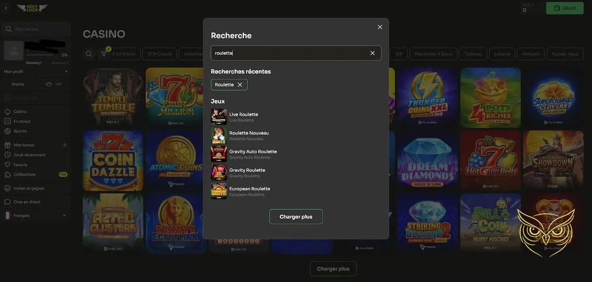 Bannière du bonus de bienvenue Holyluck Casino.