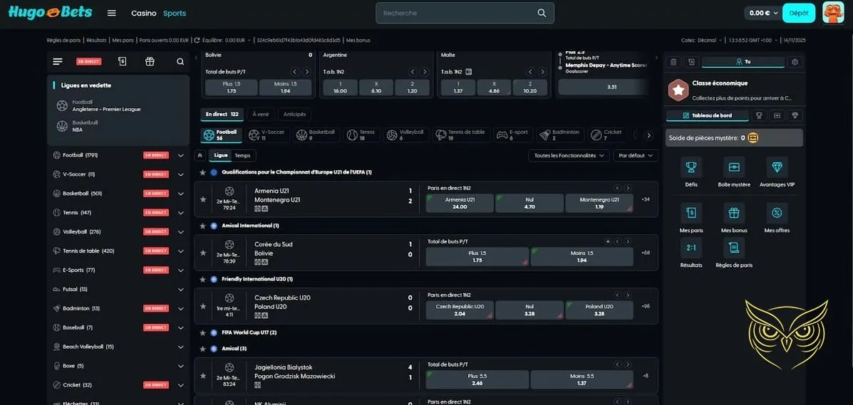Liste des tournois organisés par Hugo Bets Casino