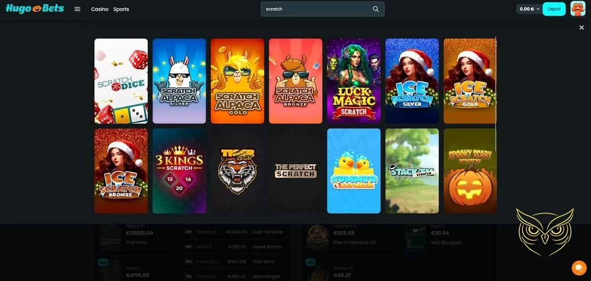 Options de dépôt au casino Hugo Bets