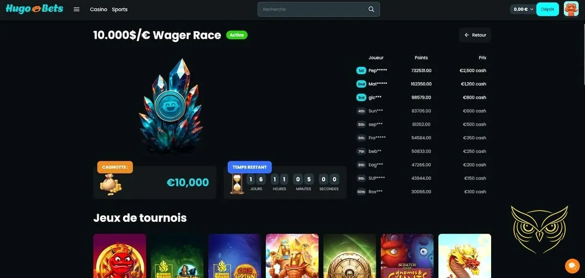 Formulaire d'inscription au casino Hugo Bets