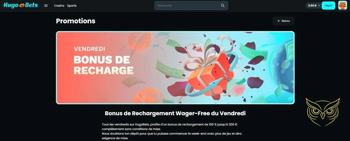 Vue des jeux de table Hugo Bets Casino