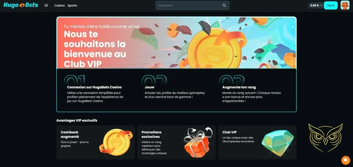 Plateforme de jeux de casino en direct Hugo Bets
