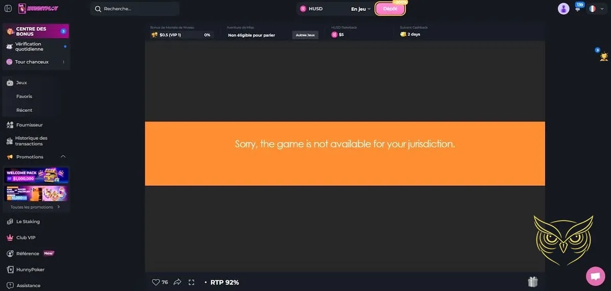 Contact du service client HunnyPlay Casino