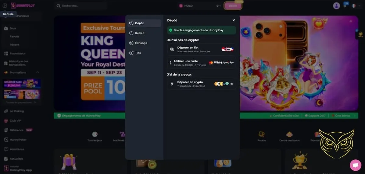 Jeux de casino en direct HunnyPlay Casino