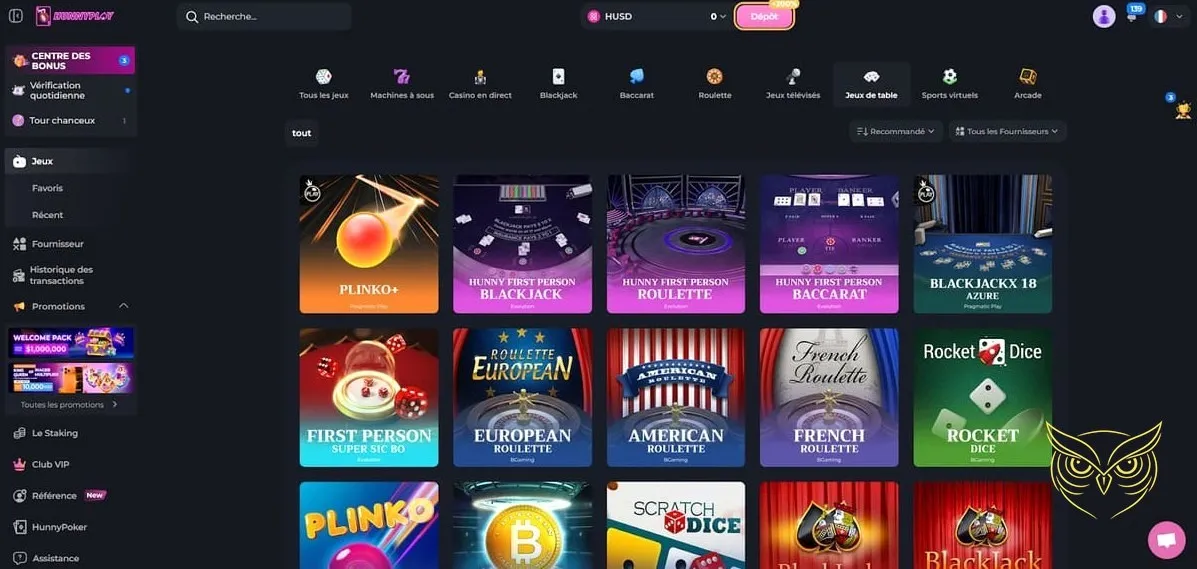 Message d'erreurs : titres HunnyPlay Casino inaccessibles