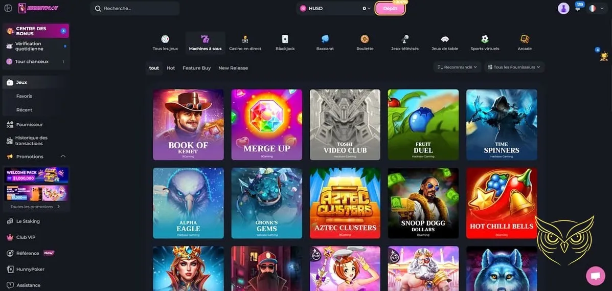 Tables de jeux de poker HunnyPlay Casino