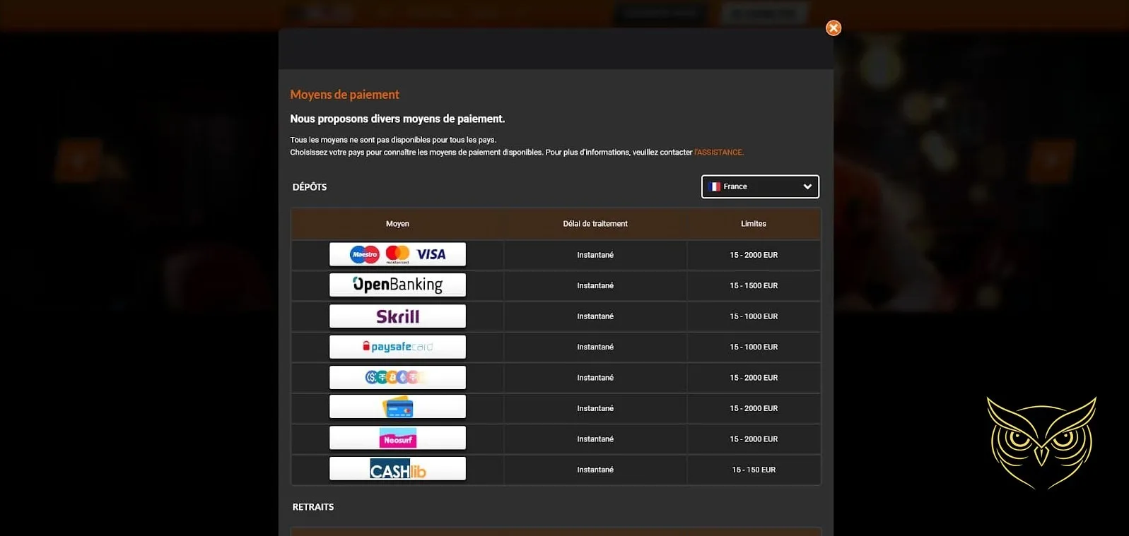 Section Club VIP du casino i24Slots