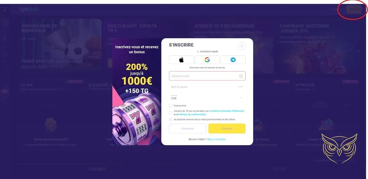 Aperçu des bonus du casino Igobet