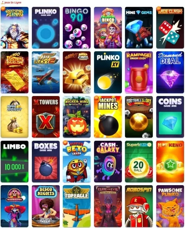 Interface de la boutique Infinity Casino