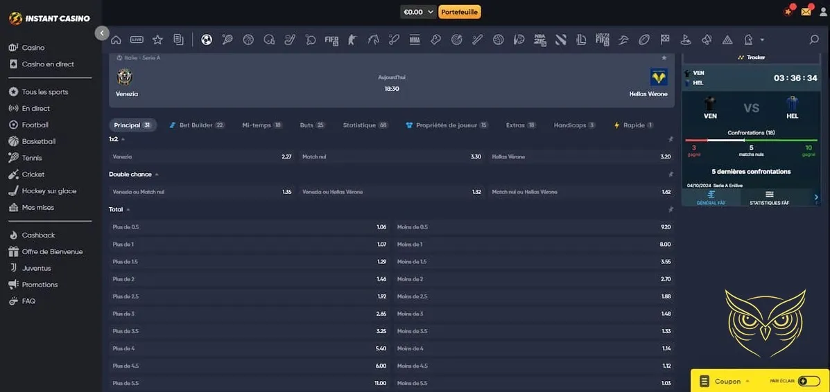 Icône du support client chat en direct Instant Casino